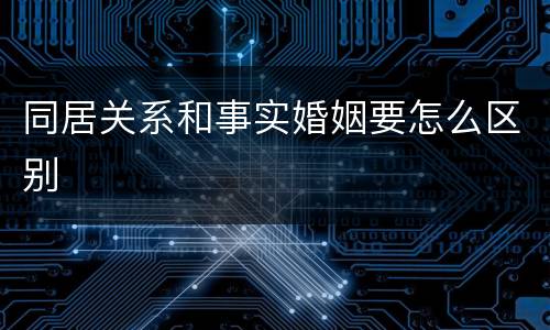 同居关系和事实婚姻要怎么区别