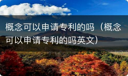 概念可以申请专利的吗（概念可以申请专利的吗英文）