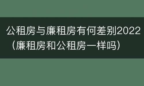 公租房与廉租房有何差别2022（廉租房和公租房一样吗）