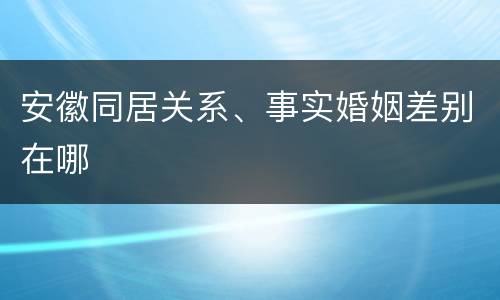 安徽同居关系、事实婚姻差别在哪