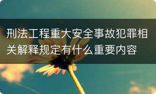 刑法工程重大安全事故犯罪相关解释规定有什么重要内容