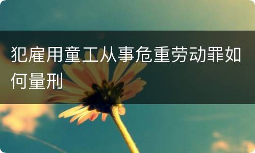 犯雇用童工从事危重劳动罪如何量刑