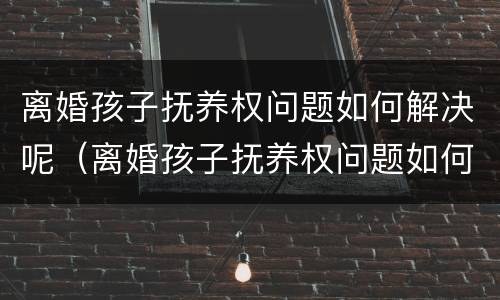 离婚孩子抚养权问题如何解决呢（离婚孩子抚养权问题如何解决呢）