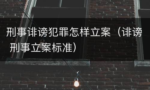刑事诽谤犯罪怎样立案（诽谤 刑事立案标准）