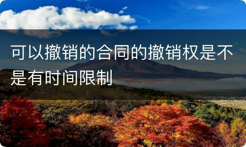 可以撤销的合同的撤销权是不是有时间限制