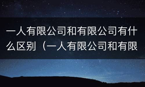 一人有限公司和有限公司有什么区别（一人有限公司和有限责任公司的区别）