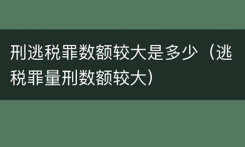 刑逃税罪数额较大是多少（逃税罪量刑数额较大）