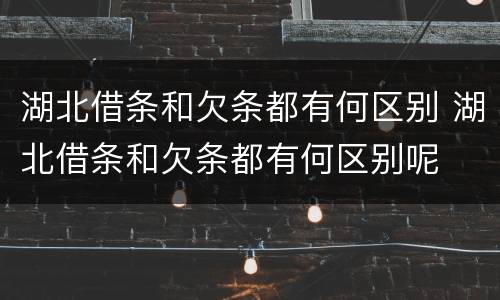 湖北借条和欠条都有何区别 湖北借条和欠条都有何区别呢