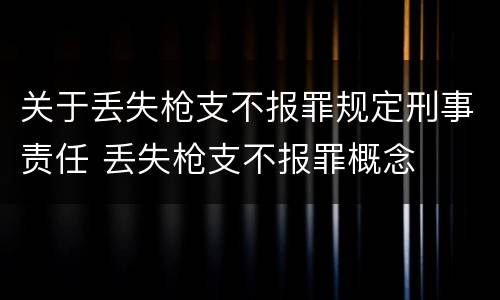 关于丢失枪支不报罪规定刑事责任 丢失枪支不报罪概念