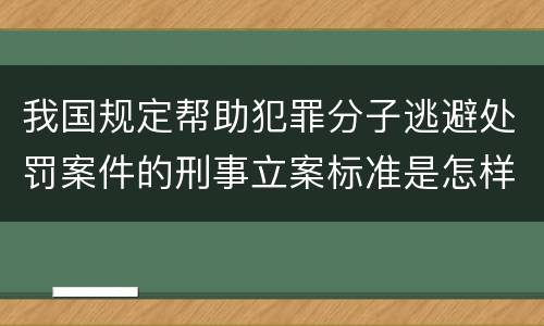 我国规定帮助犯罪分子逃避处罚案件的刑事立案标准是怎样的