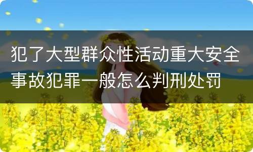 犯了大型群众性活动重大安全事故犯罪一般怎么判刑处罚