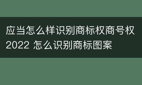 应当怎么样识别商标权商号权2022 怎么识别商标图案