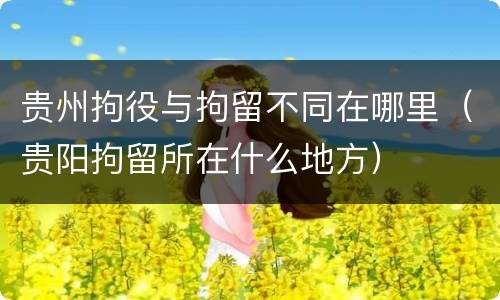 贵州拘役与拘留不同在哪里（贵阳拘留所在什么地方）
