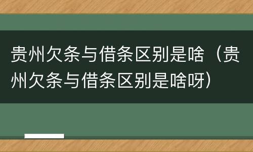 贵州欠条与借条区别是啥（贵州欠条与借条区别是啥呀）
