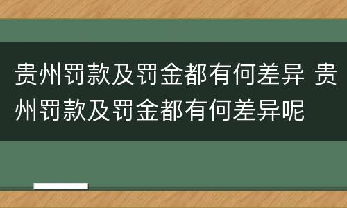 贵州罚款及罚金都有何差异 贵州罚款及罚金都有何差异呢