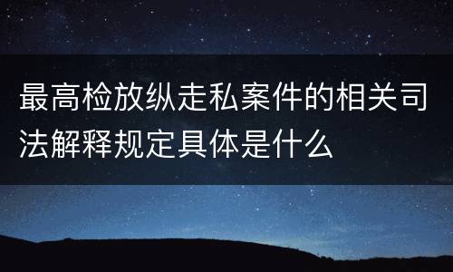 最高检放纵走私案件的相关司法解释规定具体是什么