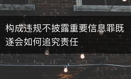 构成违规不披露重要信息罪既遂会如何追究责任