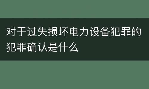 对于过失损坏电力设备犯罪的犯罪确认是什么