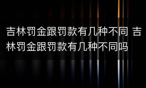 吉林罚金跟罚款有几种不同 吉林罚金跟罚款有几种不同吗