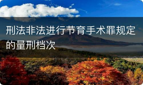 刑法非法进行节育手术罪规定的量刑档次