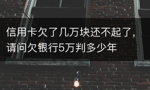 信用卡欠了几万块还不起了，请问欠银行5万判多少年