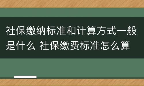 社保缴纳标准和计算方式一般是什么 社保缴费标准怎么算