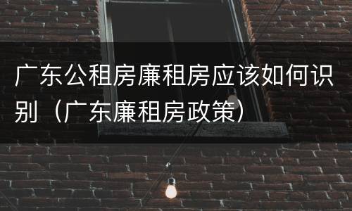 广东公租房廉租房应该如何识别（广东廉租房政策）