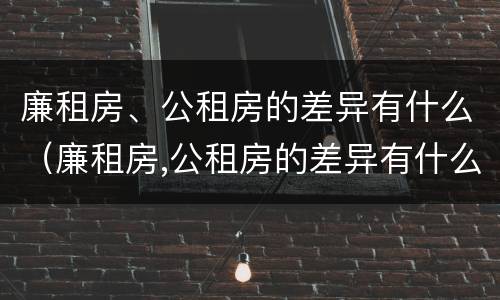 廉租房、公租房的差异有什么（廉租房,公租房的差异有什么影响）