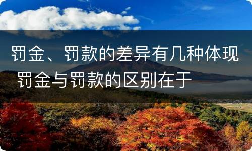 罚金、罚款的差异有几种体现 罚金与罚款的区别在于