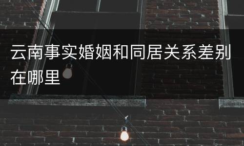 云南事实婚姻和同居关系差别在哪里