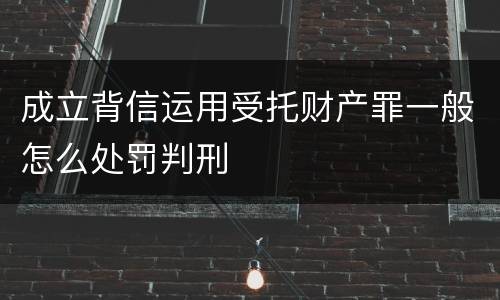 成立背信运用受托财产罪一般怎么处罚判刑