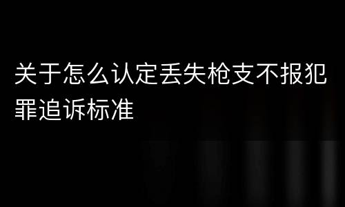 关于怎么认定丢失枪支不报犯罪追诉标准
