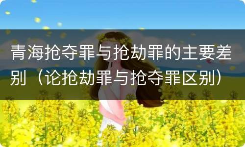 青海抢夺罪与抢劫罪的主要差别（论抢劫罪与抢夺罪区别）