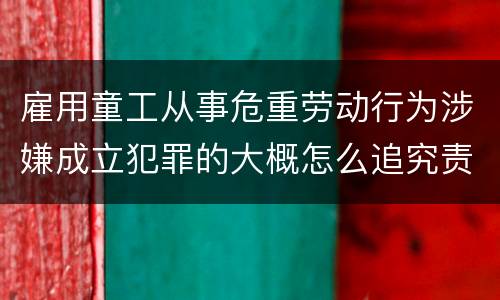 雇用童工从事危重劳动行为涉嫌成立犯罪的大概怎么追究责任