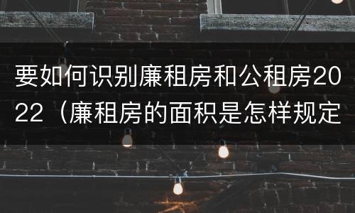 要如何识别廉租房和公租房2022（廉租房的面积是怎样规定的）