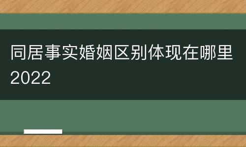 同居事实婚姻区别体现在哪里2022