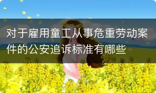 对于雇用童工从事危重劳动案件的公安追诉标准有哪些