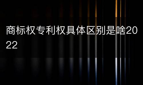 商标权专利权具体区别是啥2022