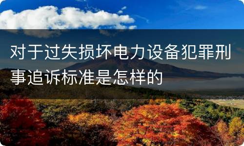 对于过失损坏电力设备犯罪刑事追诉标准是怎样的