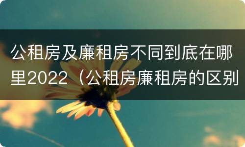 公租房及廉租房不同到底在哪里2022（公租房廉租房的区别有哪些）