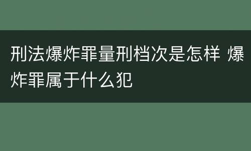 刑法爆炸罪量刑档次是怎样 爆炸罪属于什么犯
