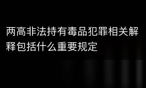 两高非法持有毒品犯罪相关解释包括什么重要规定