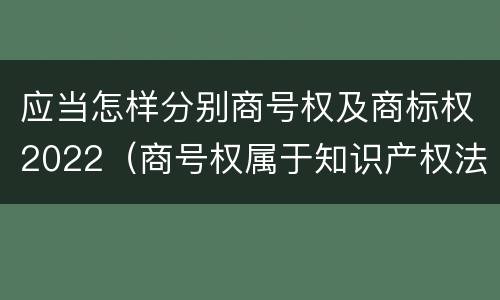应当怎样分别商号权及商标权2022（商号权属于知识产权法律制度的是）