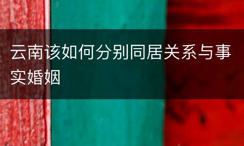 云南该如何分别同居关系与事实婚姻