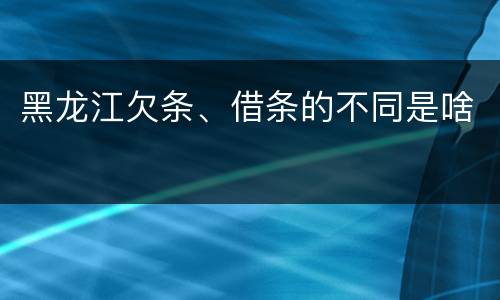 黑龙江欠条、借条的不同是啥