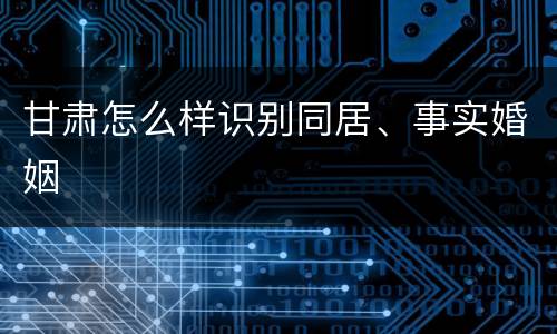 甘肃怎么样识别同居、事实婚姻