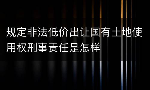 规定非法低价出让国有土地使用权刑事责任是怎样