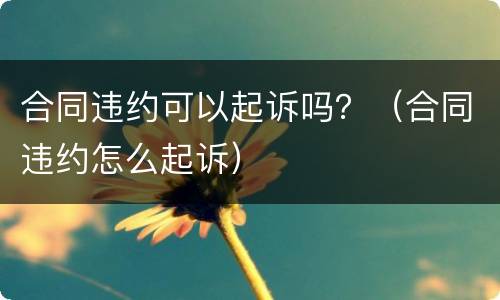 合同违约可以起诉吗？（合同违约怎么起诉）