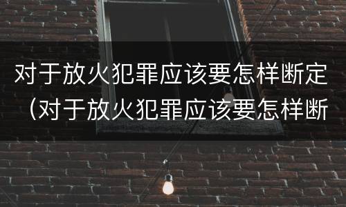 对于放火犯罪应该要怎样断定（对于放火犯罪应该要怎样断定关系）