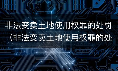 非法变卖土地使用权罪的处罚（非法变卖土地使用权罪的处罚标准）